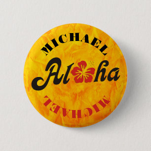 Macaron Rond 5 Cm Aloha Hibiscus - plat design Hawaii + vos idées