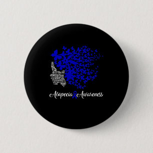 Macaron Rond 5 Cm Alopecia Sensibilisation Bleu Ruban Perte de cheve