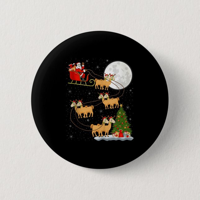 Macaron Rond 5 Cm Alpaca Llama Santa Sleigh Flying Funny Magical Chr (Devant)