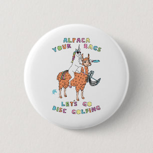 Macaron Rond 5 Cm Alpaga-Votre-Sac-Let's-Jeu-Disque-Golf-Licorne