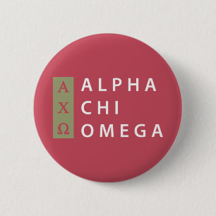 Macaron Rond 5 Cm Alpha logo empilé par d'Omega de Chi