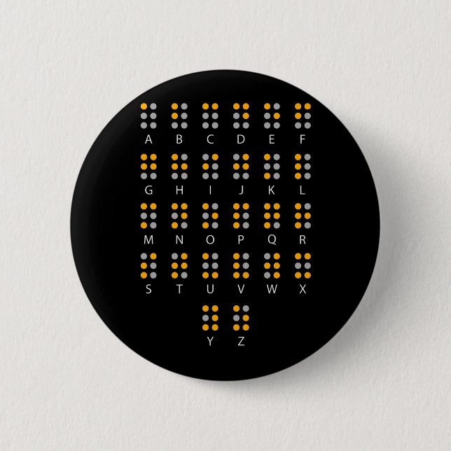 Macaron Rond 5 Cm Alphabet braille Blind Art (Devant)
