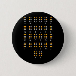 Macaron Rond 5 Cm Alphabet braille Blind Art