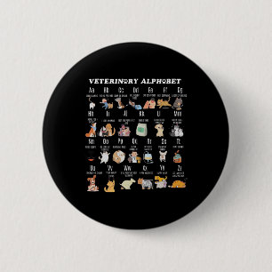 Macaron Rond 5 Cm Alphabet de médecine vétérinaire Vet Nurse Student