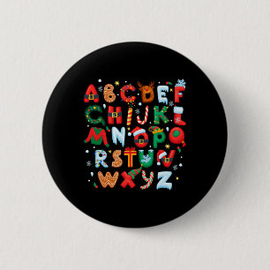 Macaron Rond 5 Cm Alphabet de Noël pour Enseignant Retour à l'École