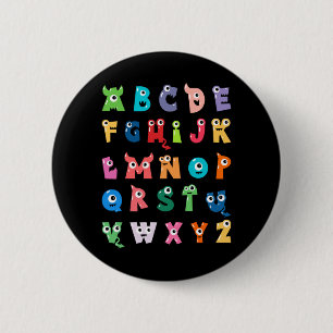 Macaron Rond 5 Cm Alphabet Monstre Mignon Abc Halloween Professeur