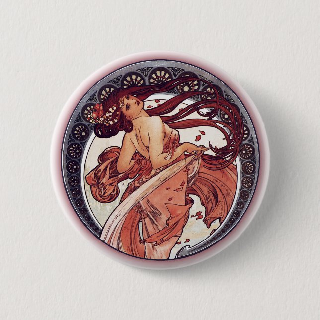 Macaron Rond 5 Cm Alphonse Mucha - danse (Devant)
