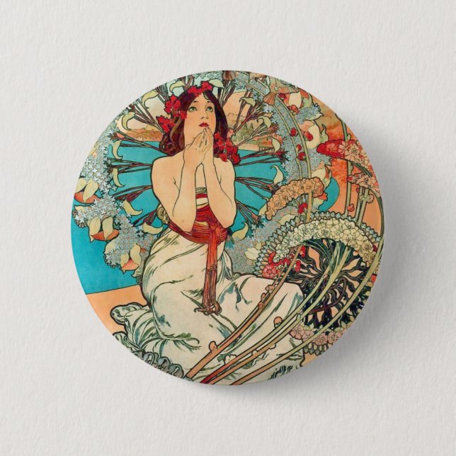 Macaron Rond 5 Cm Alphonse Mucha Monaco, Monte Carlo, 1897 (Devant)