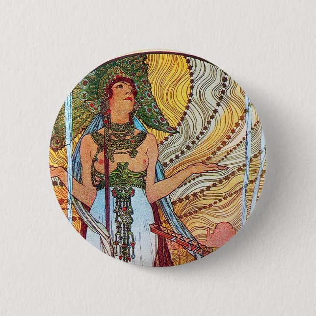 Macaron Rond 5 Cm Alphonse Mucha Peacock (Devant)