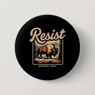 Macaron Rond 5 Cm Alt Us National Park Résiste Service Bison Vintage