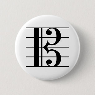 Macaron Rond 5 Cm Alto Clef sur le personnel