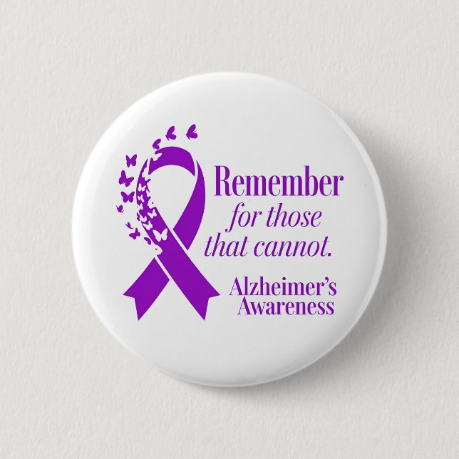 Macaron Rond 5 Cm Alzheimer's Disease Awareness Purple Ribbon (Devant)