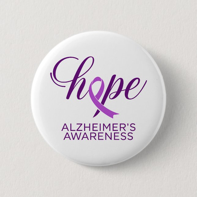 Macaron Rond 5 Cm Alzheimer's Disease Awareness Purple Ribbon (Devant)