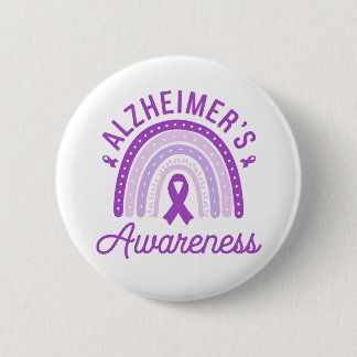 Macaron Rond 5 Cm Alzheimer's Disease Awareness Purple Ribbon