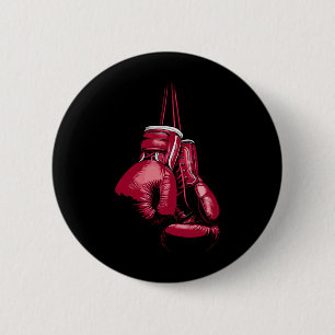 Macaron Rond 5 Cm Amateur de boxe Kickboxing Boxeur Gant de boxe vin