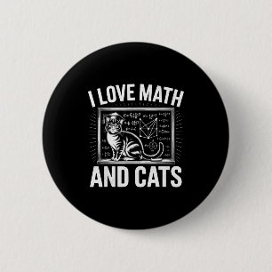 Macaron Rond 5 Cm Amateur de chat de maths Prof de maths drôle J'aim