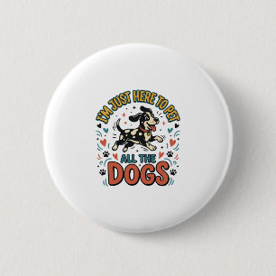 Macaron Rond 5 Cm Amateur de chien drôle Vintage pour chien tous les
