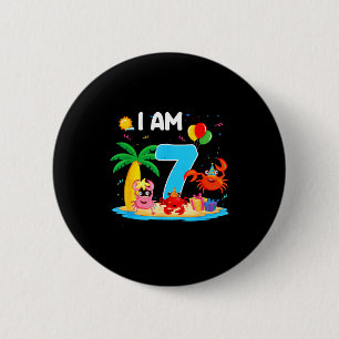 Macaron Rond 5 Cm amateur de crabe de 7 ans thème crabe 7ème plage é