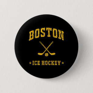 Macaron Rond 5 Cm Amateur de hockey sur glace vintage de Boston Retr