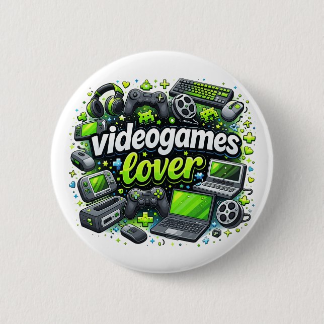 Macaron Rond 5 Cm Amateur de jeux vidéo (Devant)