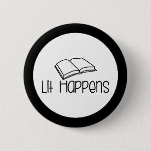 Macaron Rond 5 Cm Amateur de livres drôle Lit Happens