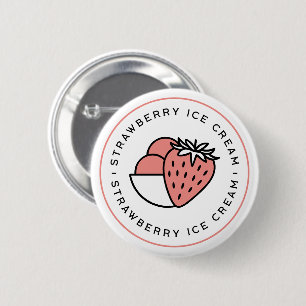 Macaron Rond 5 Cm Amateurs de glace à la fraise mignonne esthétique
