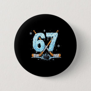 Macaron Rond 5 Cm Amateurs de hockey drôles Drip 6-7 Numéro Six Sept