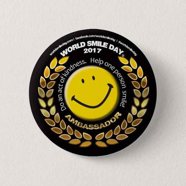 Macaron Rond 5 Cm Ambassadeur 2017 bouton de jour de sourire du (Devant)