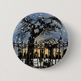 Macaron Rond 5 Cm Ambiance de cimetière enneigé