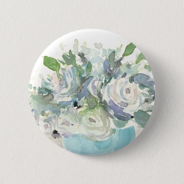 Macaron Rond 5 Cm Aménagement de printemps - Bouquet d'aquarelle (Devant)