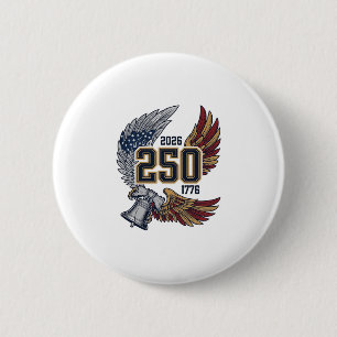 Macaron Rond 5 Cm America 250 Ailes d'aigle 2026 Dessin patriotique_