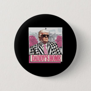 Macaron Rond 5 Cm America Back Daddy's Home Funny Pink Donald Trump