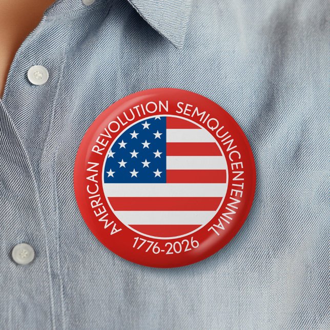 Macaron Rond 5 Cm America Semiquincentennial 1776-2026 USA 250 Flag (Celebrate America's 250th Birthday with a Collectible Button for the 2026 Festivities)