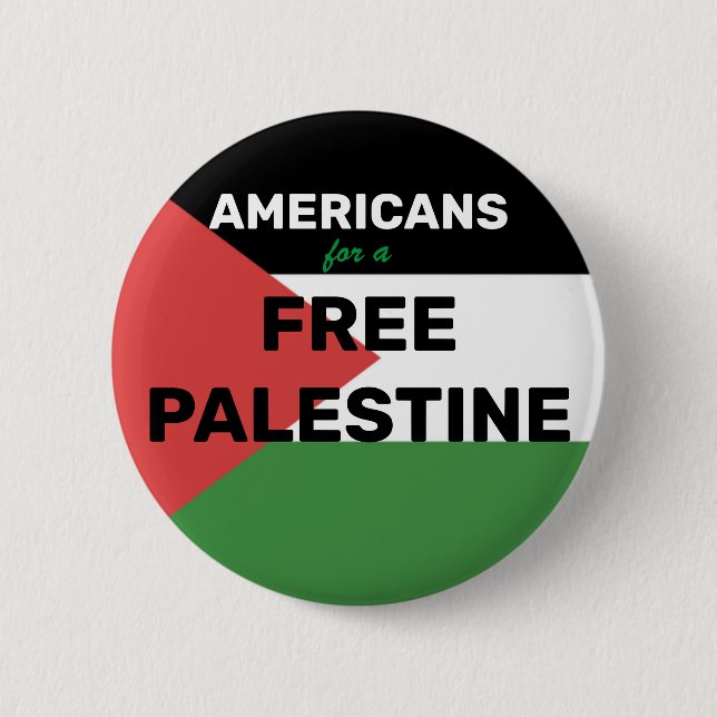 MACARON ROND 5 CM AMÉRICAINS POUR UN DRAPEAU PALESTINE GRATUIT ROUGE (Devant)