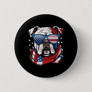 Macaron Rond 5 Cm American Bulldog Patriotique 4 juillet Amoureux de