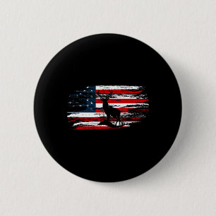 Macaron Rond 5 Cm American Deer Hunter Patriotique Vintage Us Drapea