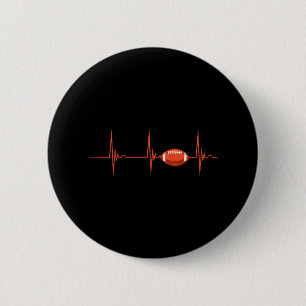 Macaron Rond 5 Cm American Football Heartbeat Ecg Pulse Ball Sport