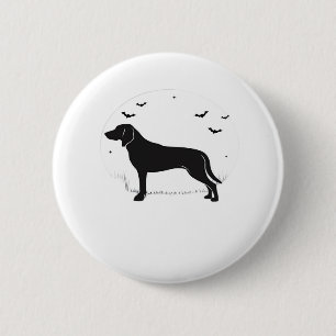 Macaron Rond 5 Cm American Foxhound Dog - Halloween Moon Silhouette