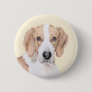 Macaron Rond 5 Cm American Foxhound Painting - Joli art original chi