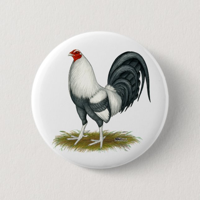 Macaron Rond 5 Cm American Game Silver Blue Gamecock (Devant)
