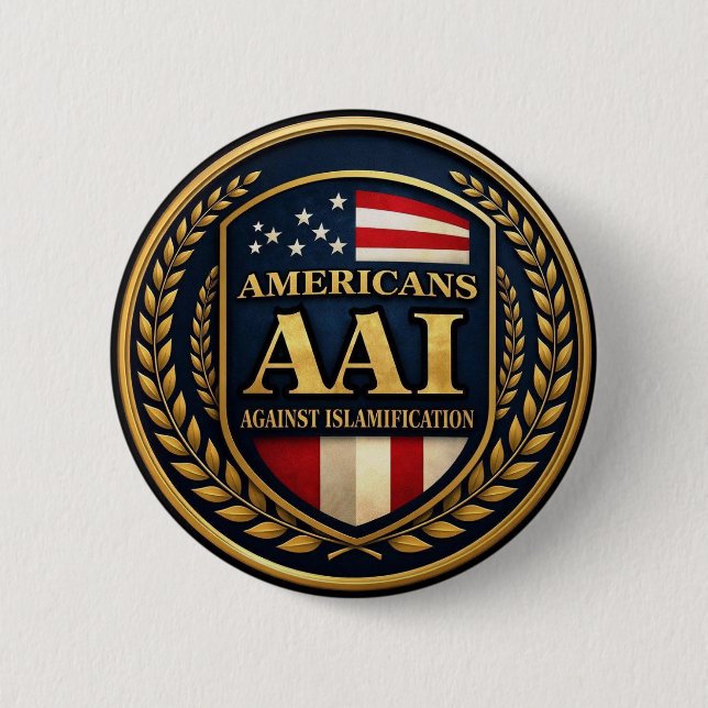 Macaron Rond 5 Cm Americans Against Islamification Button (Devant)