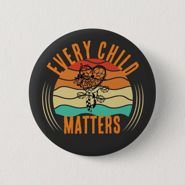 Macaron Rond 5 Cm Amérindien Indien de la Journée Orange (Devant)