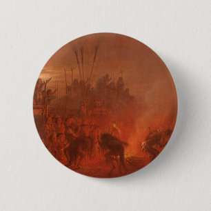 Macaron Rond 5 Cm Amérindiens vintages, Danse de Buffalo par Wimar