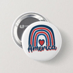 Macaron Rond 5 Cm Amérique 4 juillet Fête Rainbow USA