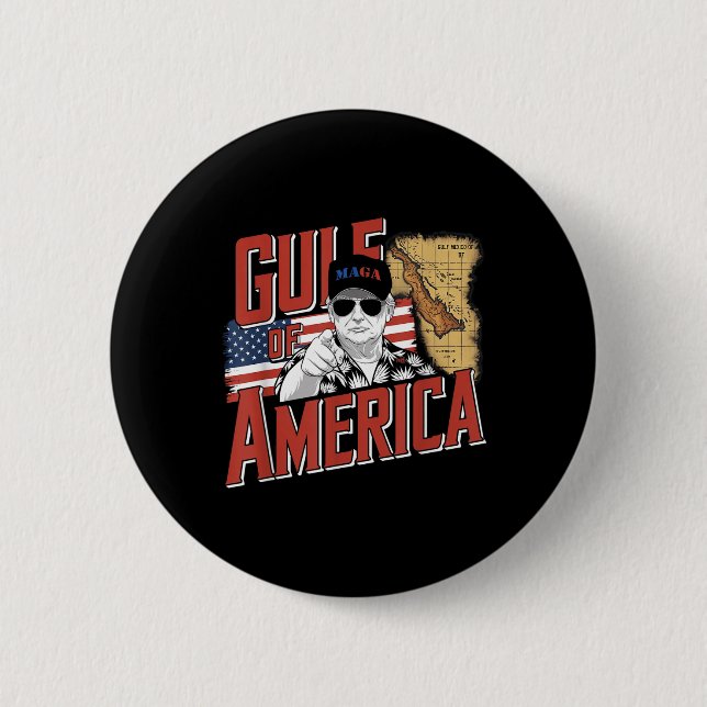 Macaron Rond 5 Cm Amérique du Golfe des États-Unis Salutation Trump  (Devant)