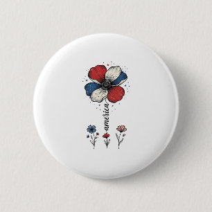 Macaron Rond 5 Cm Amérique Fleur Patriote Vintage Vector Design_1