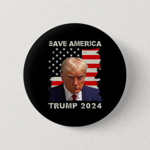 Macaron Rond 5 Cm Amérique Libérez Trump Mug Shot 2024 drapeau améri
