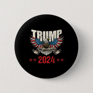 Macaron Rond 5 Cm Amérique Retour US Drapeau Américain Trump 2024 Ho