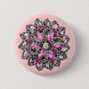 Macaron Rond 5 Cm Améthyste et diamants noirs - fond rose