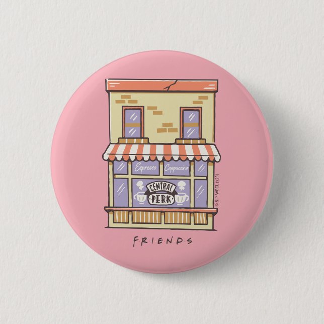 Macaron Rond 5 Cm AMIS™ | Central Perk Cartoon Coffee Shop (Devant)